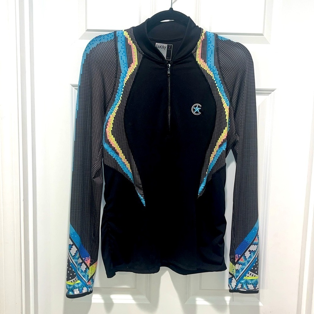 Lucky in Love L/S Top 1/4 zip pullover tennis womenβs golf pickleball colorful